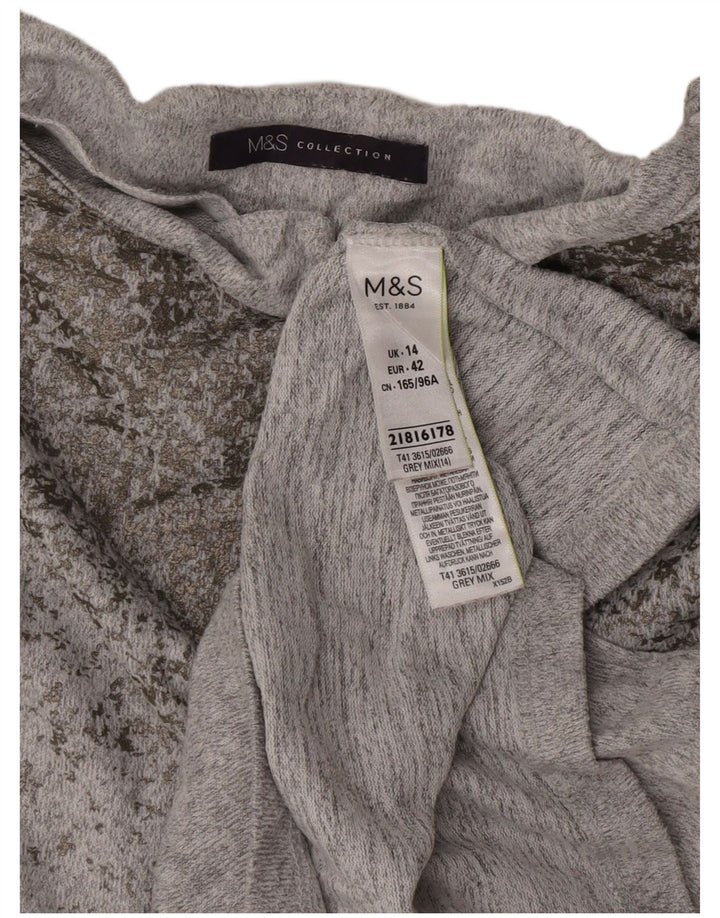 Marks & Spencer Womens Blouse Top UK 14 Medium Grey Flecked Polyester