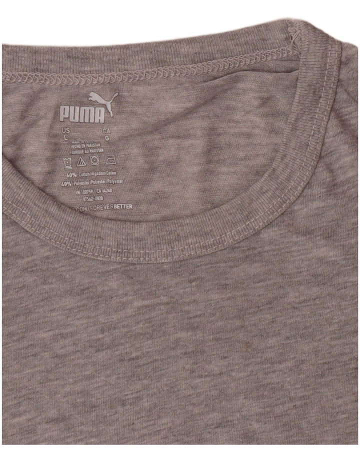 PUMA Womens T-Shirt Top UK 14 Large Grey Cotton