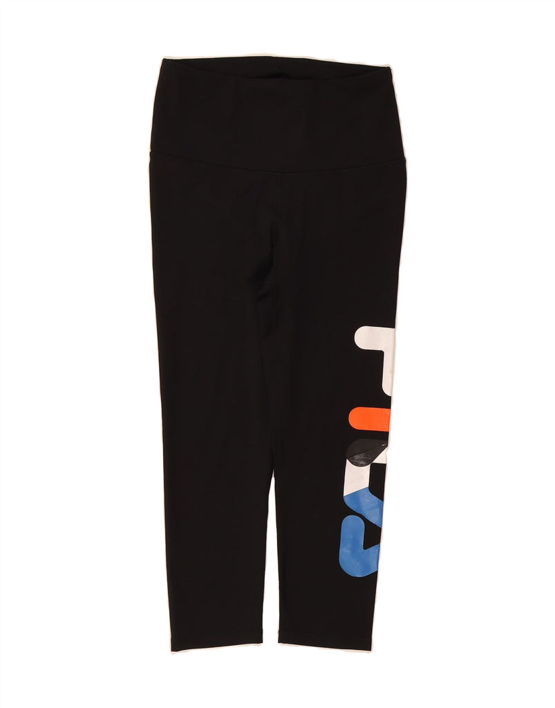 FILA Womens Graphic Capri Leggings UK 10 Small  Black Polyester Vintage Fila and Second-Hand Fila from Messina Hembry 