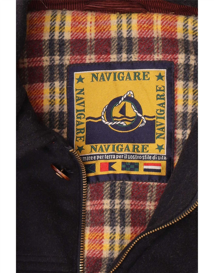 Navigare Mens Overcoat UK 40 Large Navy Blue Wool
