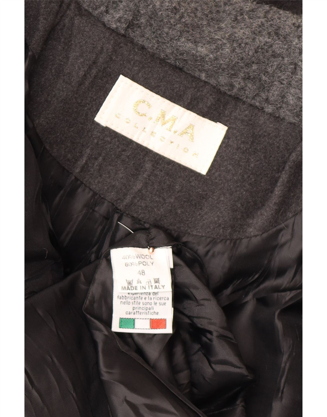 VINTAGE Womens Hooded Duffle Coat IT 48 XL Grey Wool