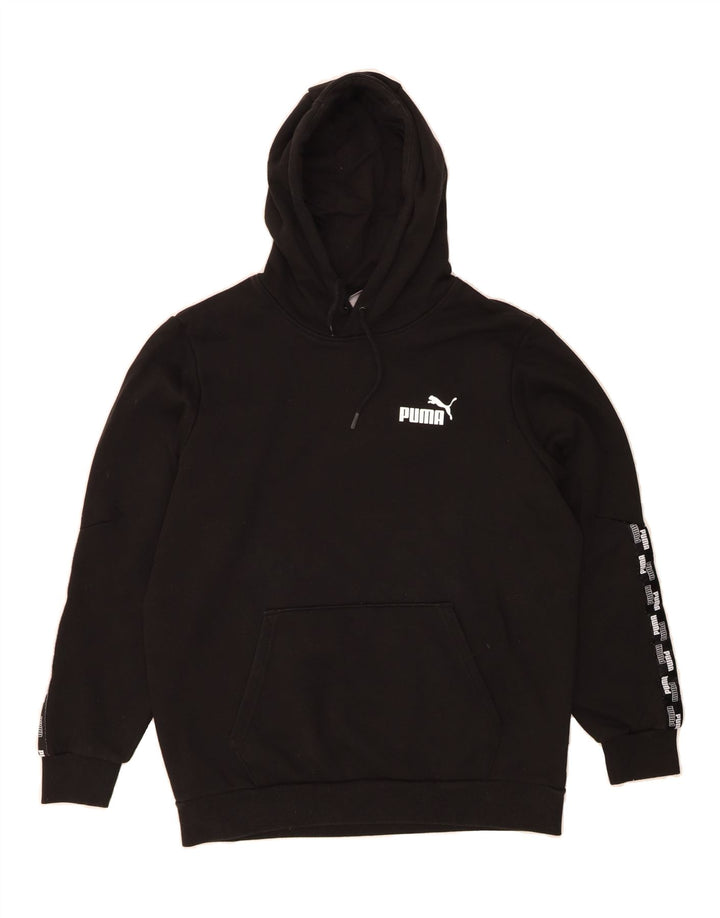 PUMA Mens Graphic Hoodie Jumper Medium Black Cotton Vintage Puma and Second-Hand Puma from Messina Hembry 
