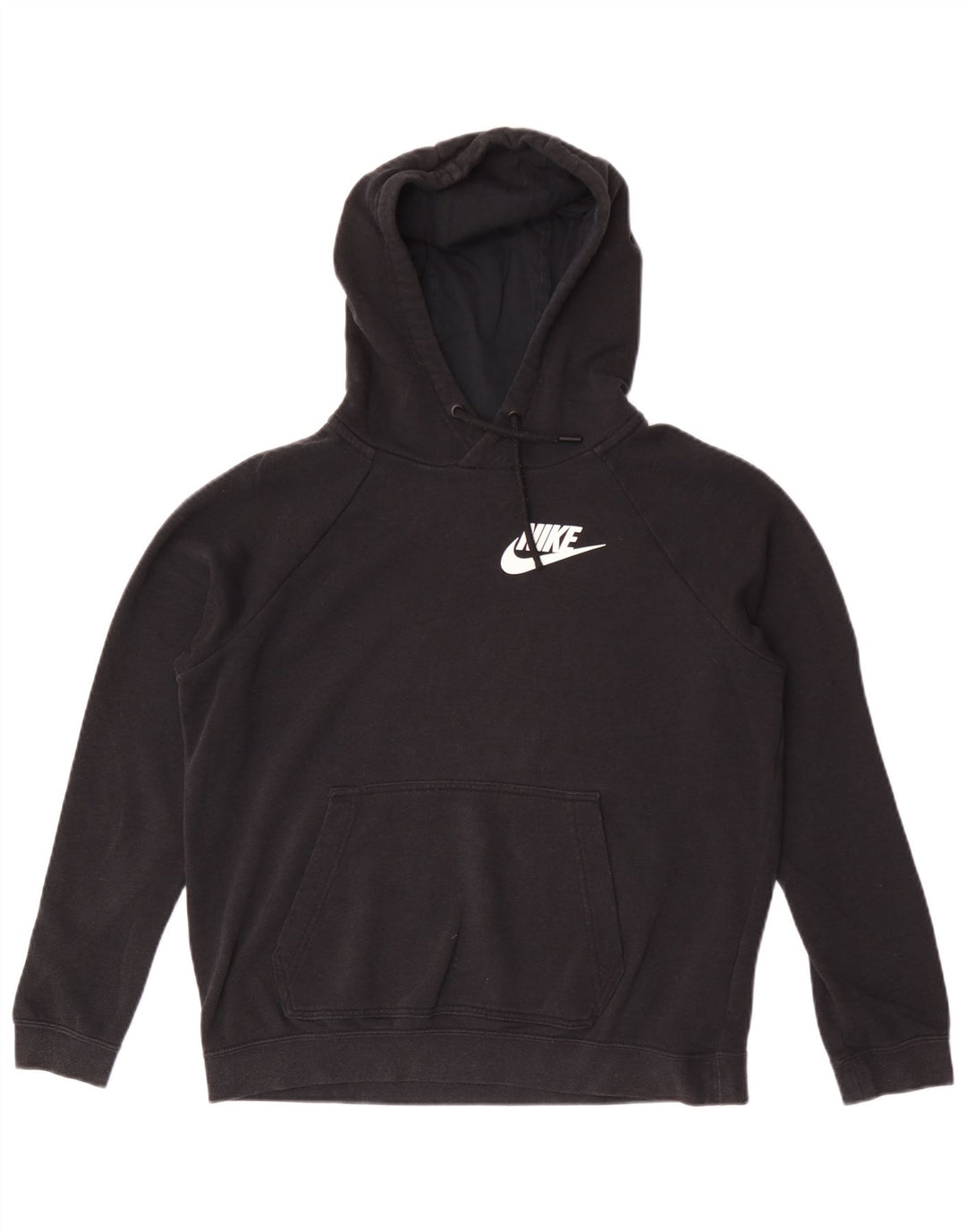 Nike Womens Hoodie Jumper UK 14 Medium Black Cotton