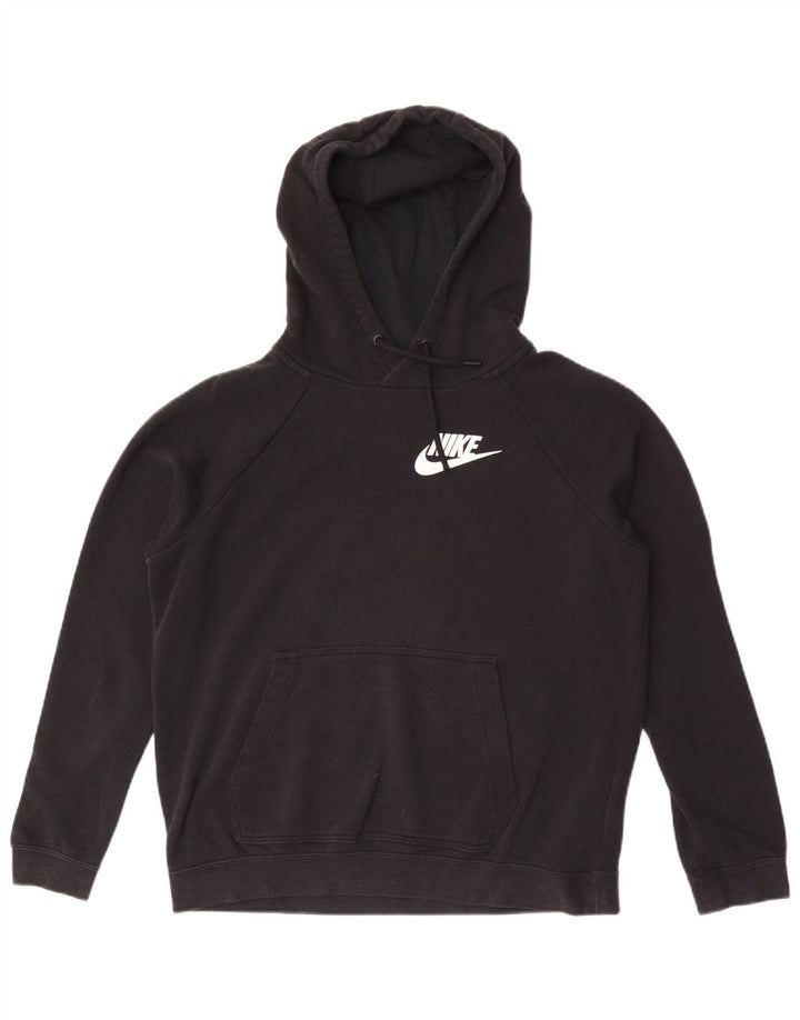 Nike Womens Hoodie Jumper UK 14 Medium Black Cotton
