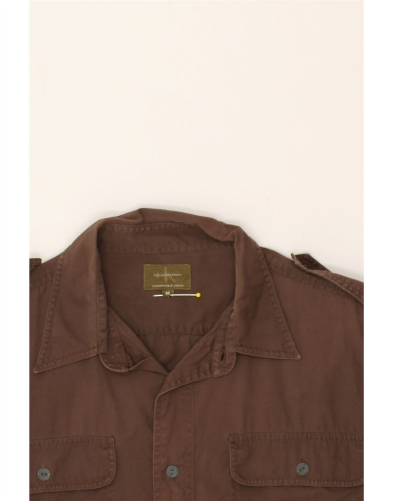 CALVIN KLEIN Mens Military Shirt Medium Brown Cotton | Vintage Calvin Klein | Thrift | Second-Hand Calvin Klein | Used Clothing | Messina Hembry 