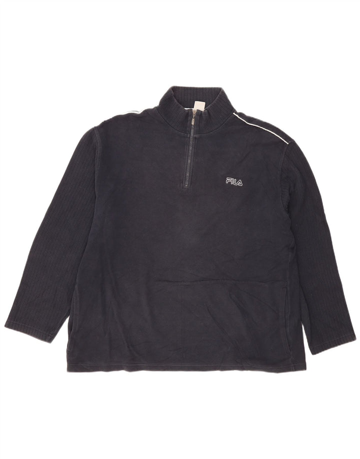 Fila Mens Zip Neck Sweatshirt Jumper XL Navy Blue