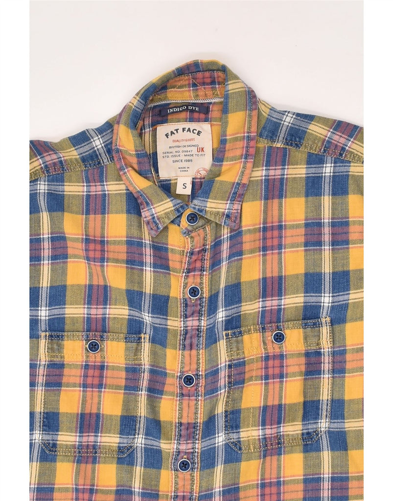 FAT FACE Mens Short Sleeve Shirt Small Yellow Check Cotton | Vintage Fat Face | Thrift | Second-Hand Fat Face | Used Clothing | Messina Hembry 