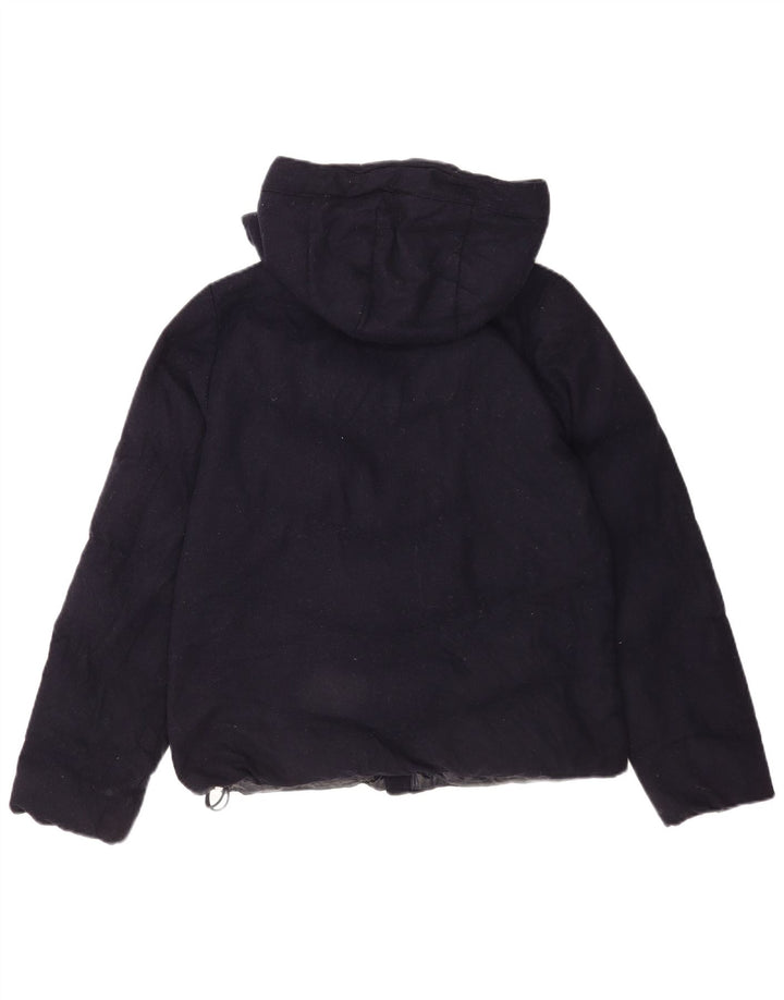 Gap Womens Hooded Padded Jacket UK 14 Medium Navy Blue Wool