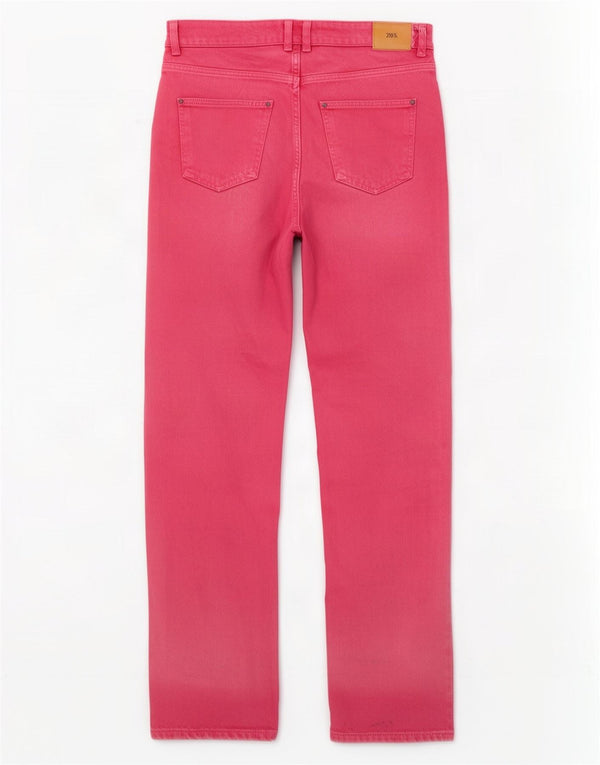 Zara Womens High Waist Straight Jeans EU 38 Small W28 L33 Pink Cotton