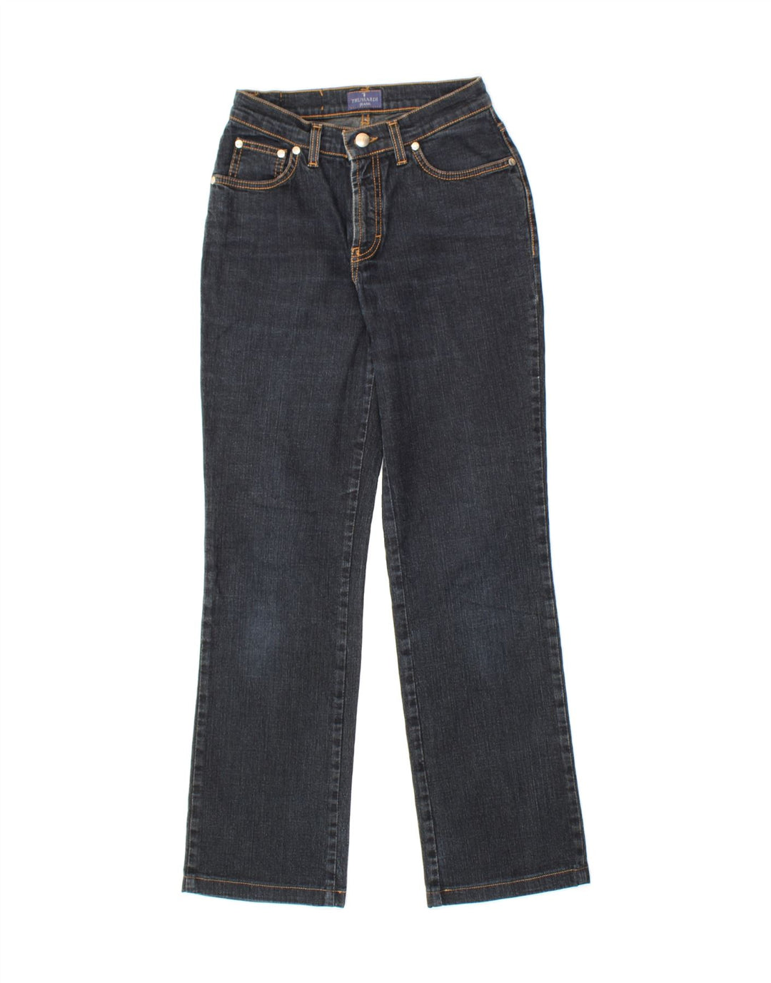 TRUSSARDI Womens Bootcut Jeans W25 L28 Navy Blue Cotton Vintage Trussardi and Second-Hand Trussardi from Messina Hembry 