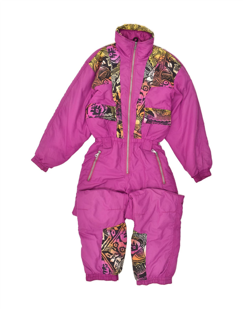 VINTAGE Womens Ski Jumpsuit UK 14 Medium Pink Colourblock | Vintage Vintage | Thrift | Second-Hand Vintage | Used Clothing | Messina Hembry 