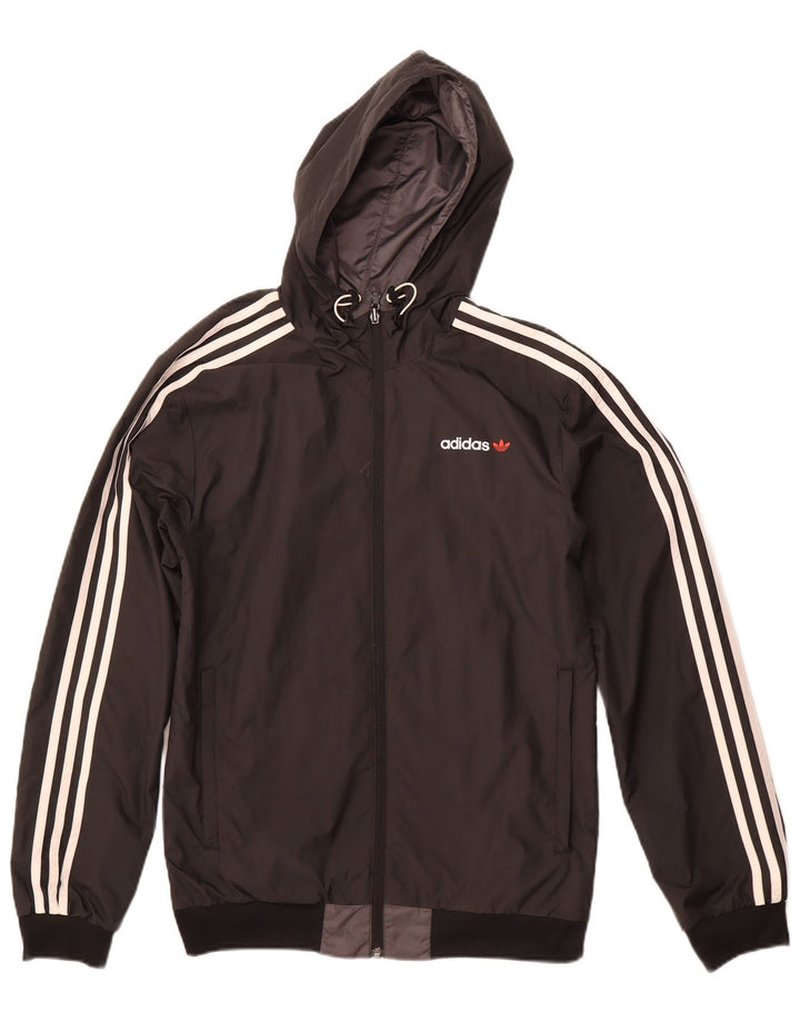 ADIDAS Mens Hooded Reversible Jacket UK 36 Small Grey Polyester