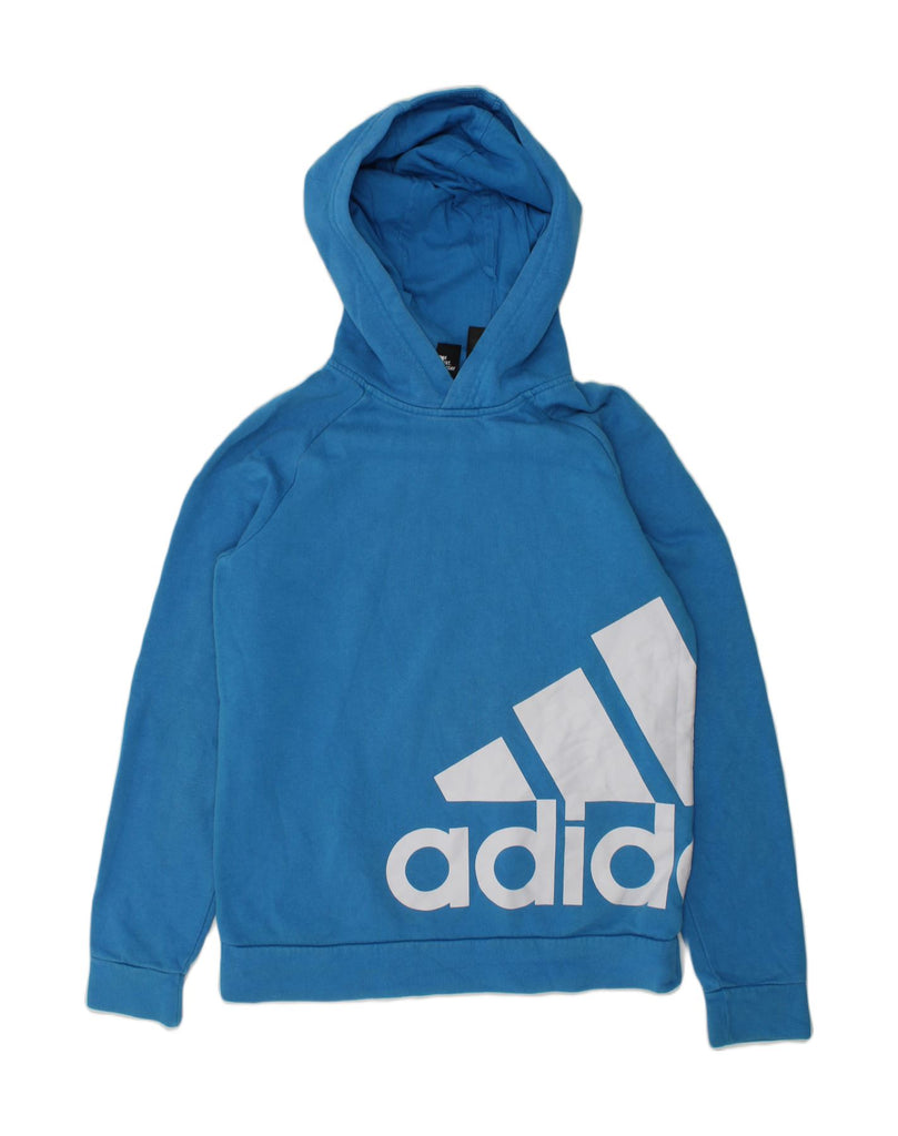 ADIDAS Boys Graphic Hoodie Jumper 11-12 Years Blue Cotton | Vintage Adidas | Thrift | Second-Hand Adidas | Used Clothing | Messina Hembry 