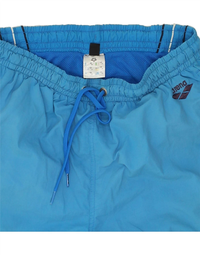 ARENA Mens Sport Shorts Medium Blue Colourblock Nylon Vintage Arena and Second-Hand Arena from Messina Hembry 