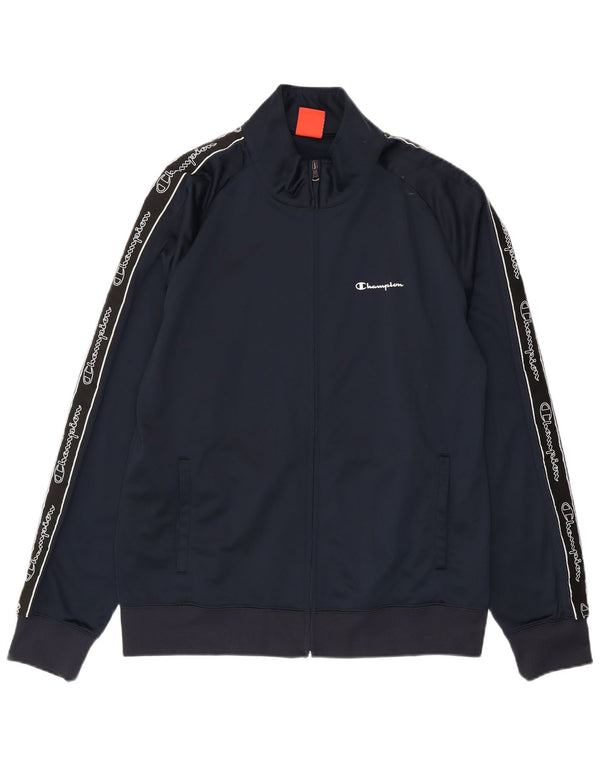 Champion Mens Graphic Tracksuit Top Jacket XL Navy Blue Polyester