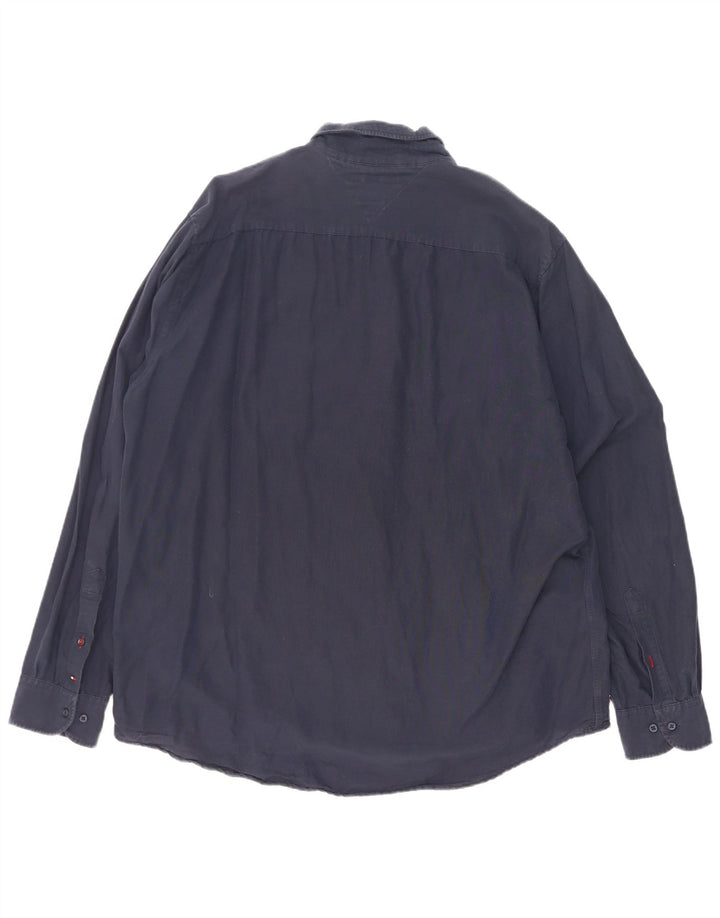 Tommy Hilfiger Mens Regular Fit Shirt 2XL Navy Blue Colourblock