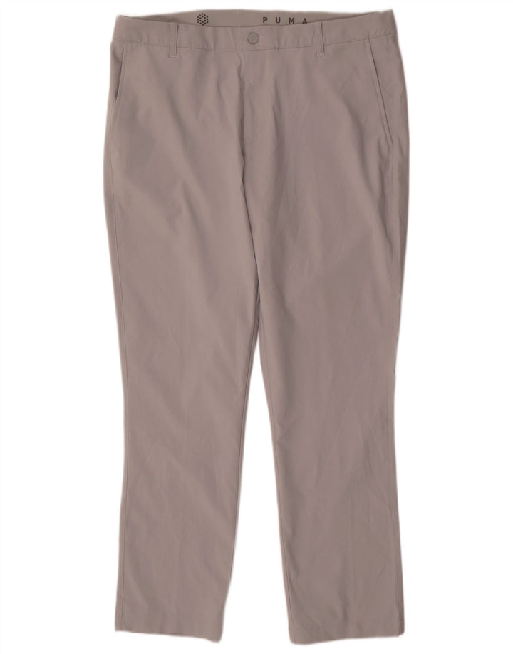 Puma Mens Straight Chino Trousers W36 L30 Grey Polyester