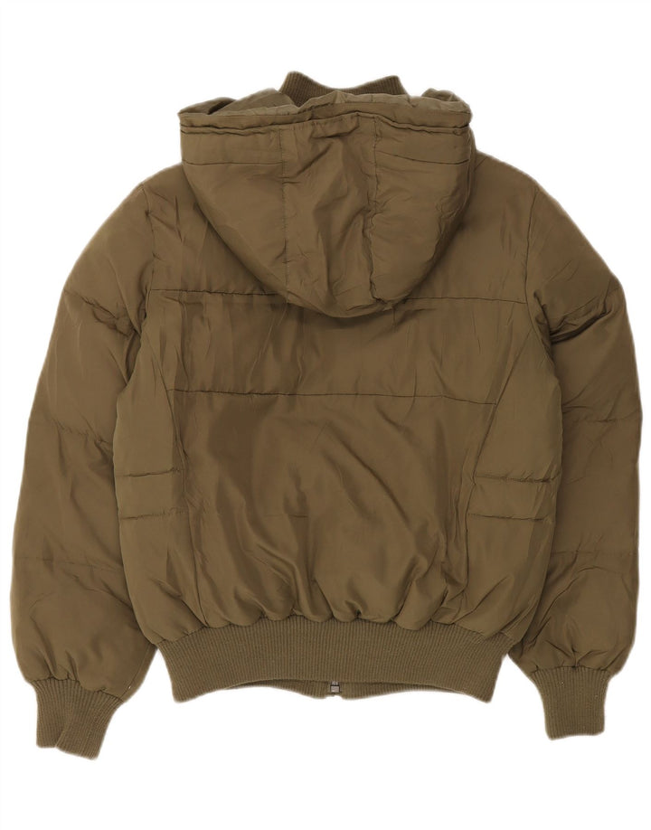 LEE Womens Oversized Hooded Padded Jacket UK 10 Small Khaki Polyester