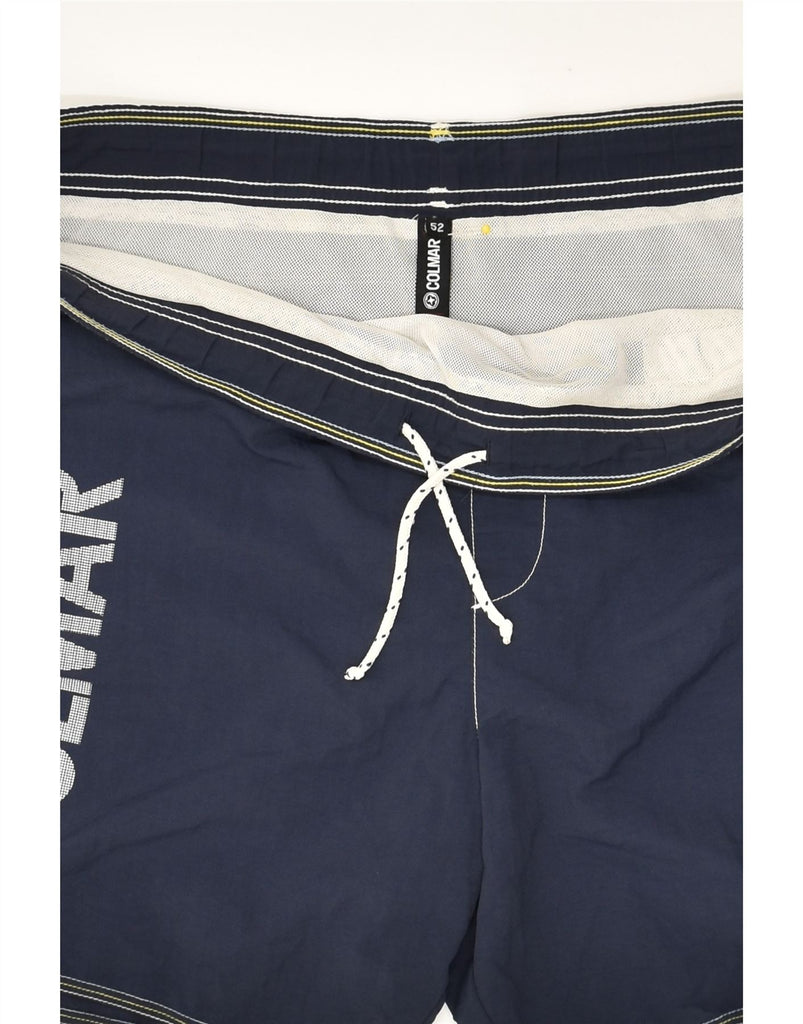 COLMAR Mens Graphic Sport Shorts IT 52 XL Navy Blue Polyester | Vintage Colmar | Thrift | Second-Hand Colmar | Used Clothing | Messina Hembry 