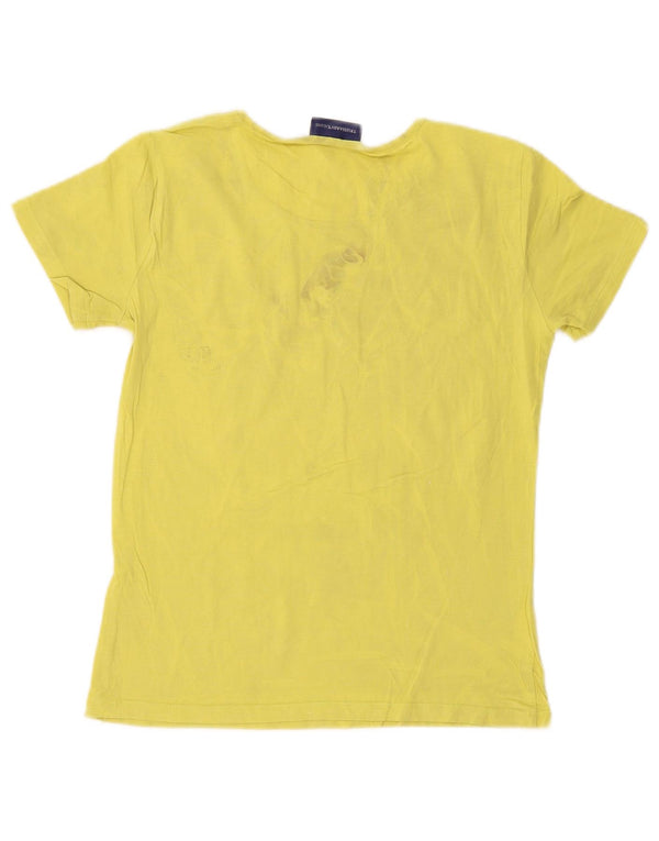 Trussardi Jeans Womens T-Shirt Top UK 12 Medium Yellow Cotton