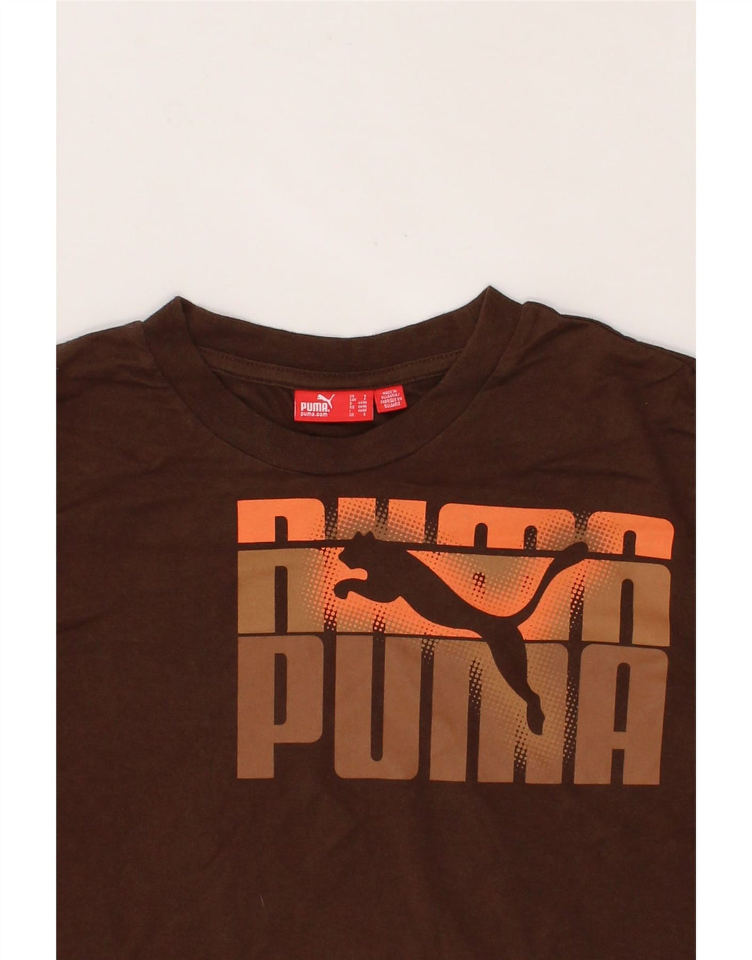 PUMA Mens Graphic T-Shirt Top Small Brown Cotton Vintage Puma and Second-Hand Puma from Messina Hembry 