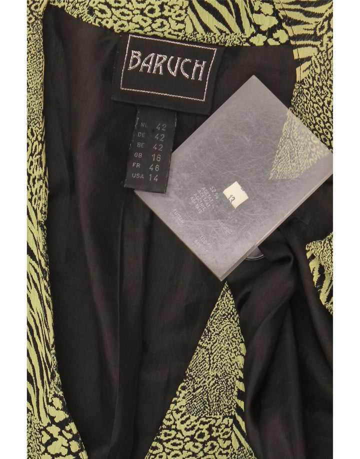 BARUCH Womens Longline Blazer Jacket UK 16 Large  Green Animal Print