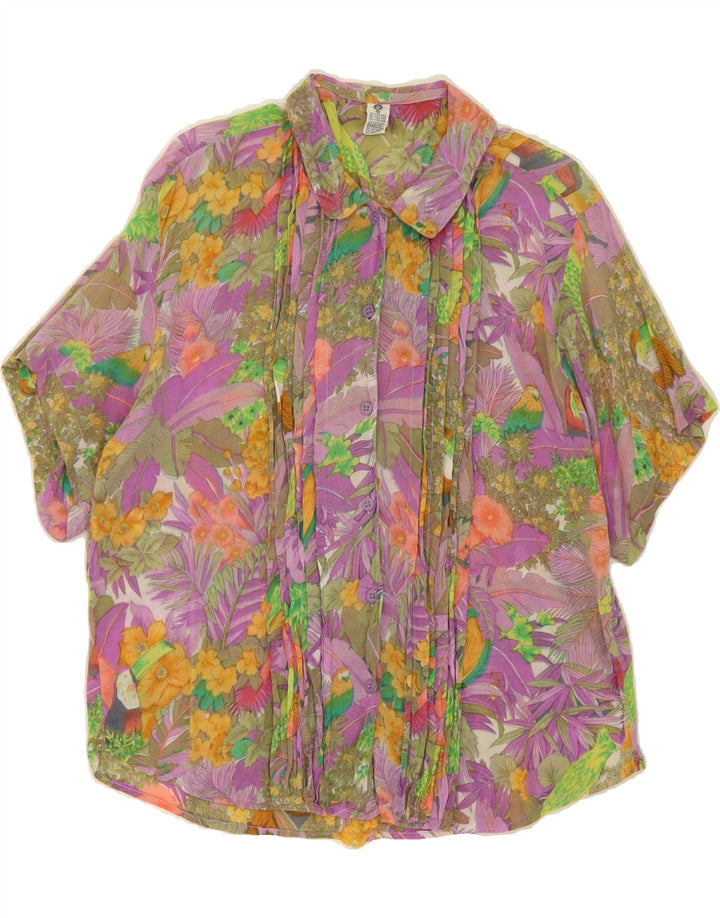 C&A Womens Short Sleeve Shirt EU 40 Medium Multicoloured Floral Viscose Vintage C&A and Second-Hand C&A from Messina Hembry 