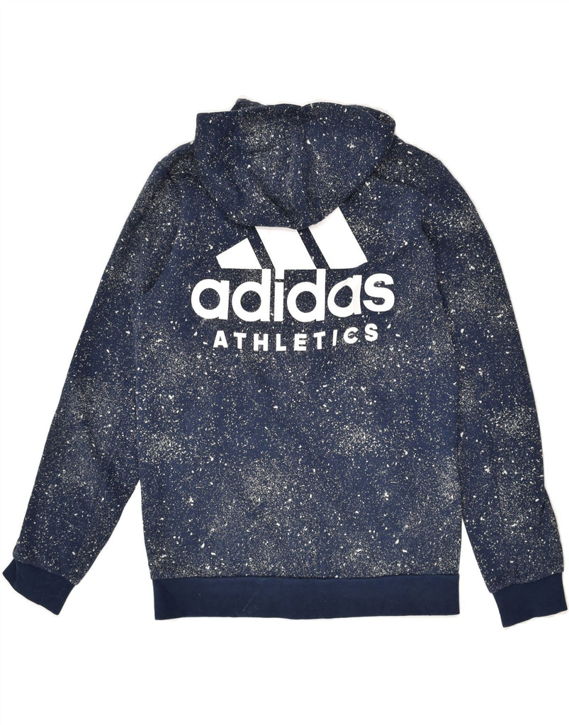 ADIDAS Boys Graphic Zip Hoodie Sweater 15-16 Years Navy Blue Spotted Vintage Adidas and Second-Hand Adidas from Messina Hembry 