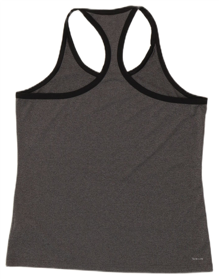 ADIDAS Womens Climalite Graphic Vest Top UK 12/14 Medium Grey Polyester
