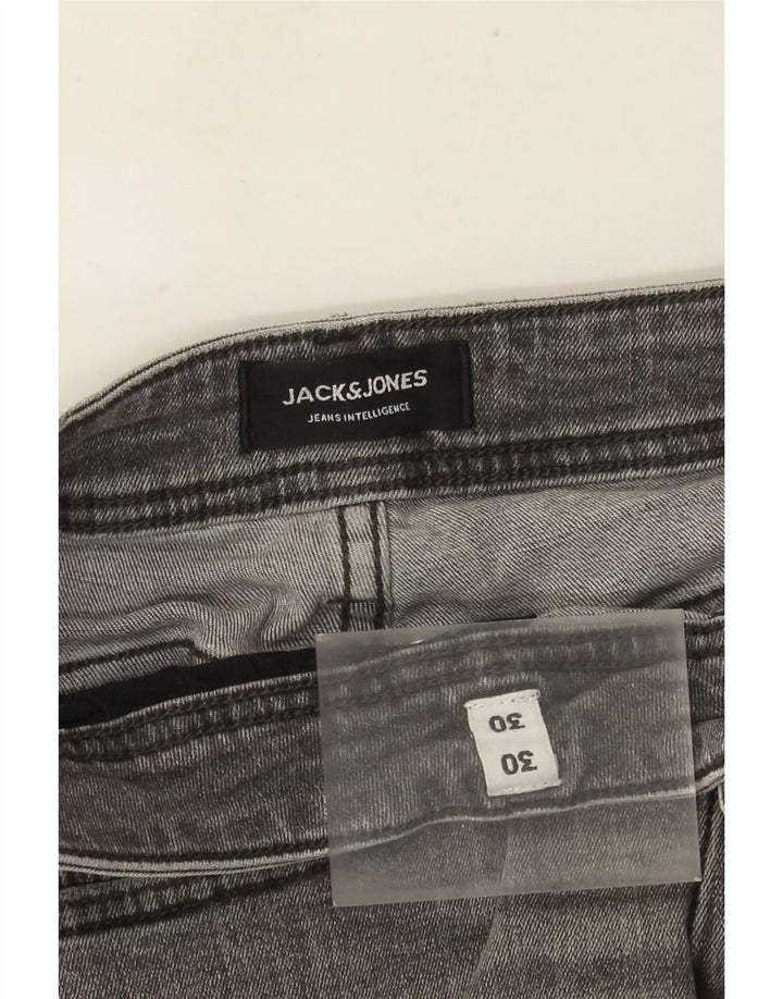 JACK & JONES Mens Distressed Slim Jeans W30 L30 Grey Cotton