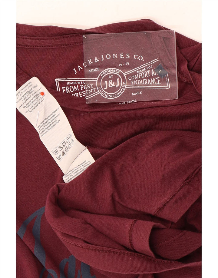 Jack & Jones Mens Graphic T-Shirt Top Large Maroon Cotton
