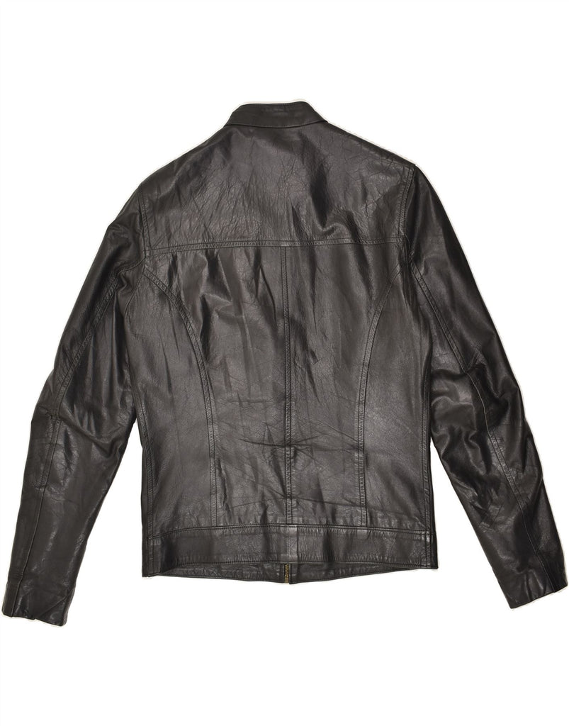 VINTAGE Mens Leather Jacket IT 44 XS Black Leather | Vintage Vintage | Thrift | Second-Hand Vintage | Used Clothing | Messina Hembry 