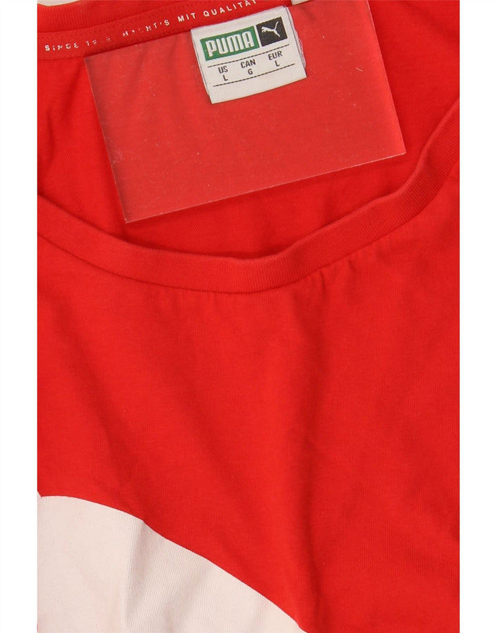 PUMA Mens Graphic T-Shirt Top Large Red Vintage Puma and Second-Hand Puma from Messina Hembry 