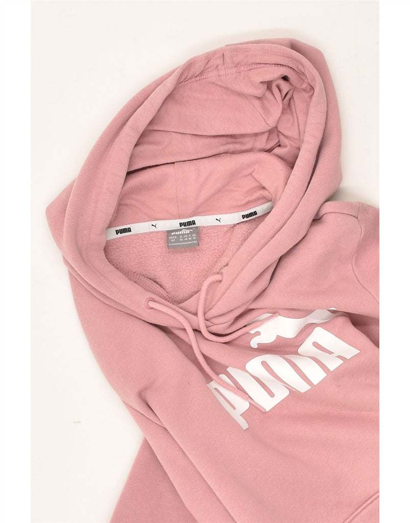 PUMA Womens Graphic Hoodie Jumper UK 10 Small Pink Cotton | Vintage Puma | Thrift | Second-Hand Puma | Used Clothing | Messina Hembry 