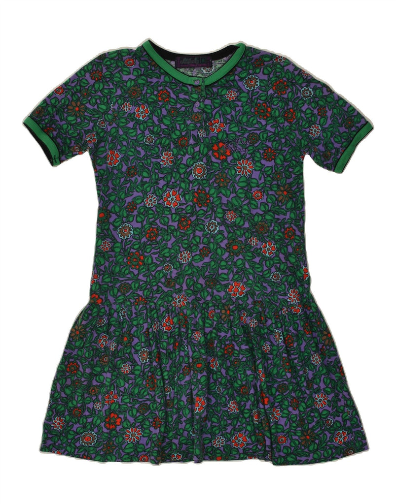 BEST COMPANY Girls Graphic Drop Waist Dress 7-8 Years Green Floral Cotton | Vintage Best Company | Thrift | Second-Hand Best Company | Used Clothing | Messina Hembry 