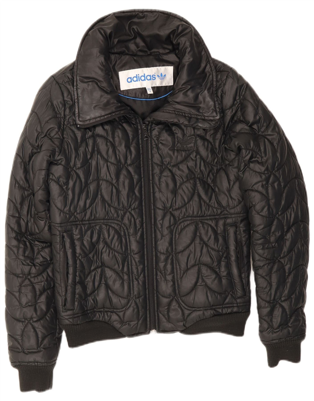 Adidas Womens Bomber Padded Jacket UK 12 Medium Black Polyester