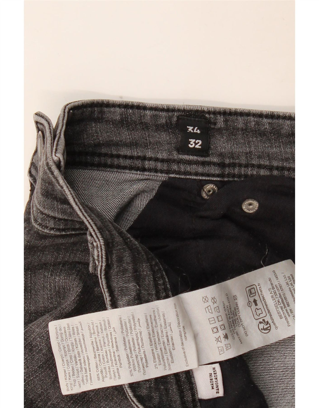 JACK & JONES Mens GLENN Slim Jeans W34 L32 Grey Cotton