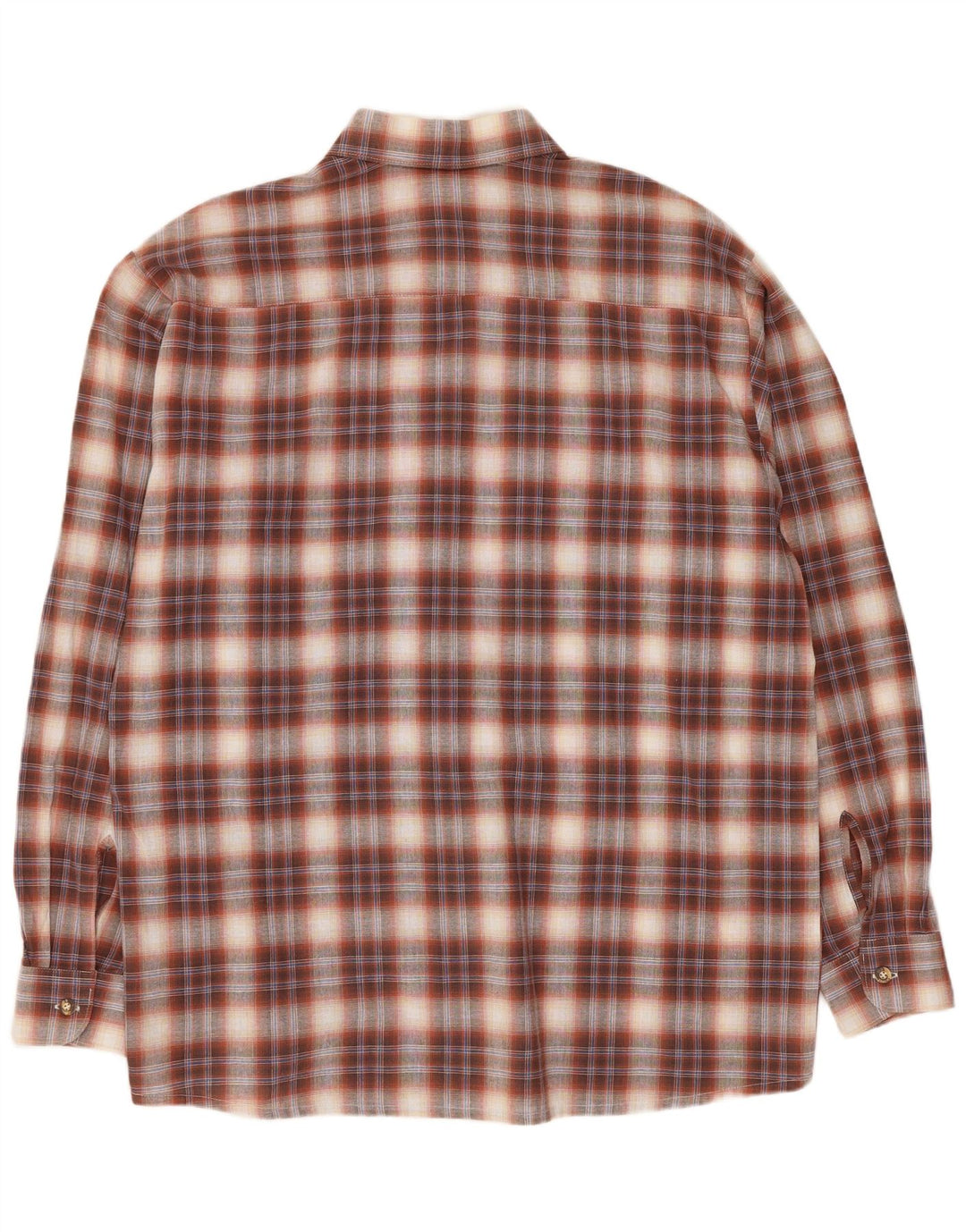Tom Collins Mens Shirt Size 16 41/42 Large Brown Check Cotton