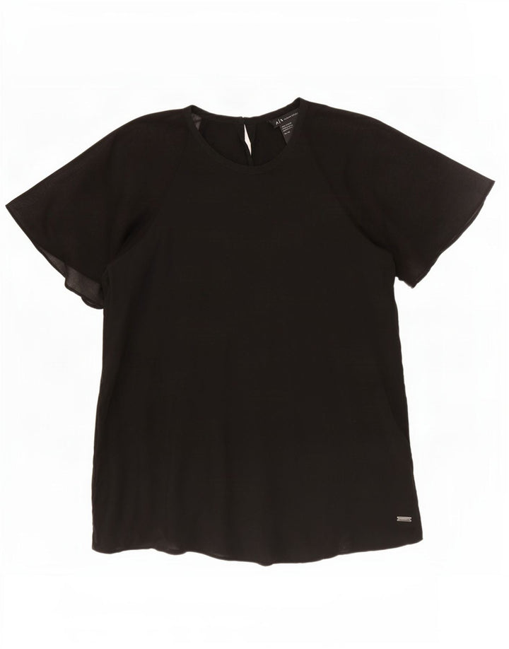 Armani Exchange Womens Blouse Top UK 6 XS Black Viscose