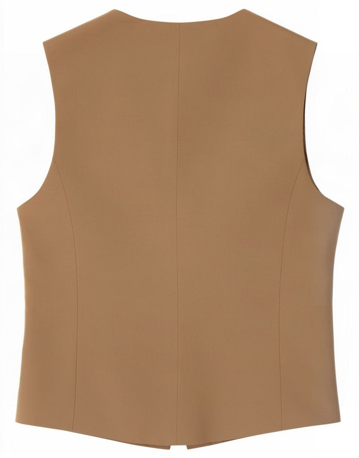 Zara Womens Waistcoat UK 6 XS Beige Polyester