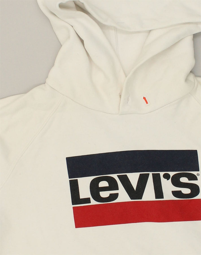 LEVI'S Mens Graphic Hoodie Jumper Medium White Cotton | Vintage Levi's | Thrift | Second-Hand Levi's | Used Clothing | Messina Hembry 