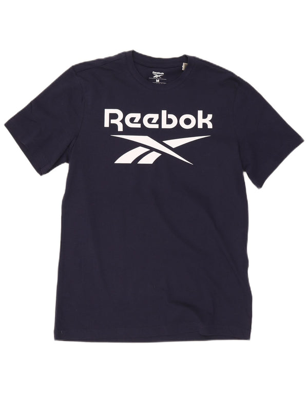 Reebok Mens Graphic T-Shirt Top Medium Navy Blue Cotton