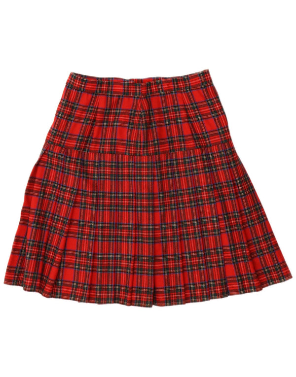Vintage Womens Pleated Skirt W28 Medium Red Check