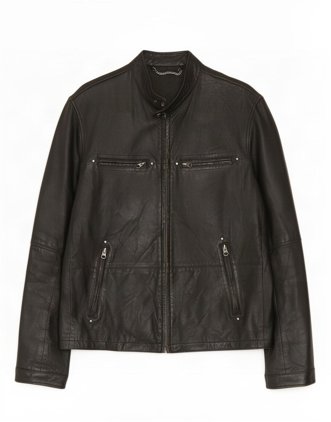 Vintage Mens Leather Jacket IT 52 XL Black