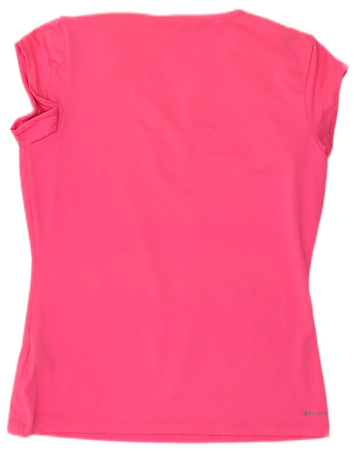 Nike Womens Dri Fit T-Shirt Top UK 16 Large Pink Polyester
