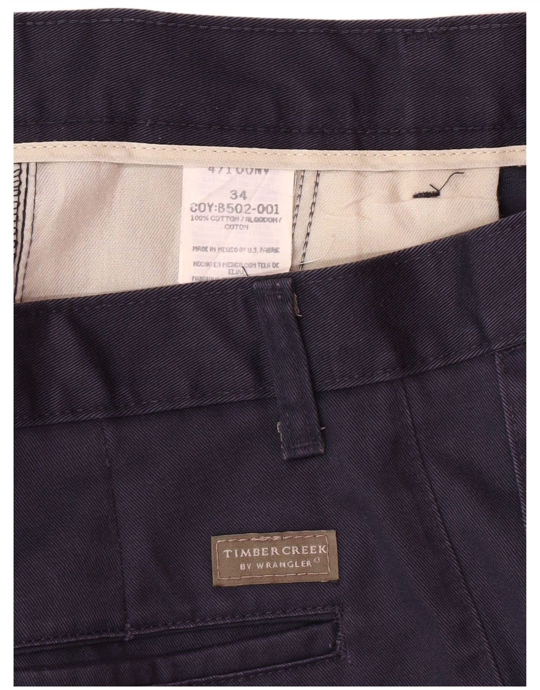 WRANGLER Mens Timber Creek Pegged Chino Shorts W34 Large Navy Blue Cotton