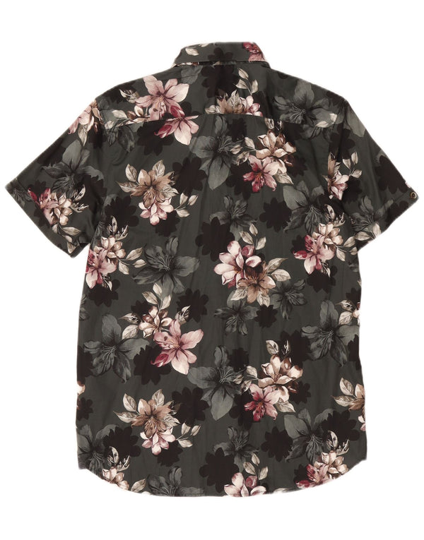 Ted Baker Mens Short Sleeve Shirt Size 3 Medium Green Floral Cotton