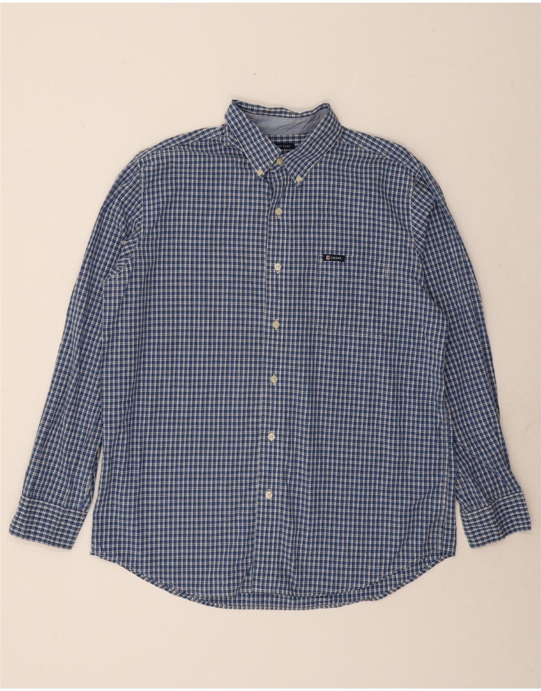 CHAPS Mens Flannel Shirt Large Blue Check Cotton Vintage Chaps and Second-Hand Chaps from Messina Hembry 