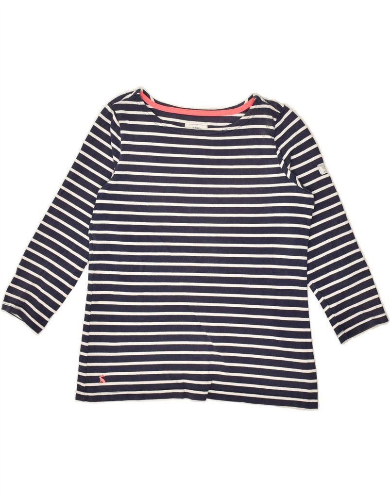 JOULES Womens Top 3/4 Sleeve UK 10 Small Navy Blue Striped Cotton | Vintage Joules | Thrift | Second-Hand Joules | Used Clothing | Messina Hembry 