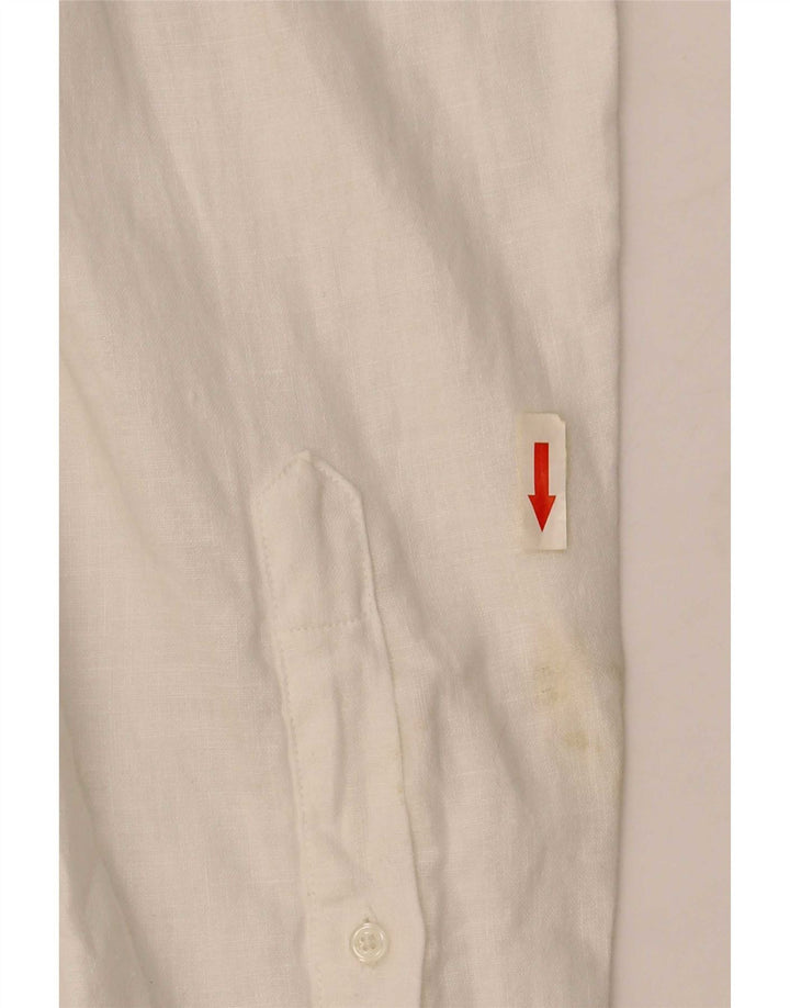 Trussardi Mens Shirt Size 43 Large White Linen